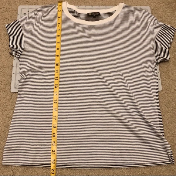Loro Piana Crewneck Short Sleeve Silk Tee, Grey Cream Stripe, Size Small - Picture 9 of 11
